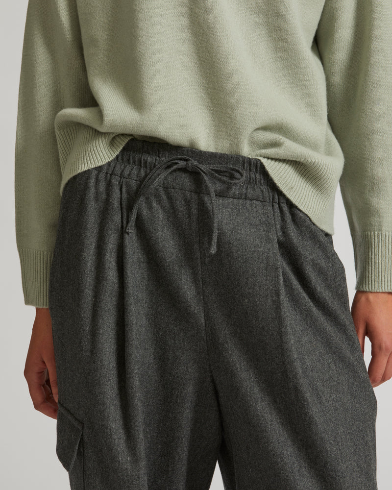 Pantalon cargo en lainage flanelle