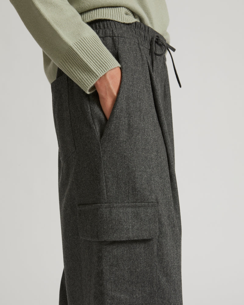 Pantalon cargo en lainage flanelle