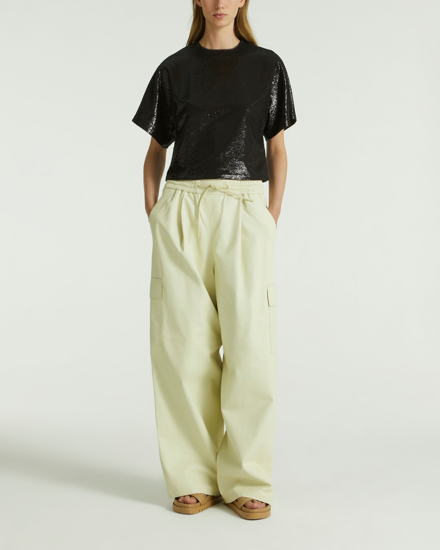 Pantalon cargo en cuir d’agneau