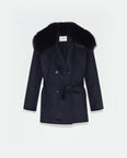 Veste caban en lainage cachemire et col en fourrure de renard