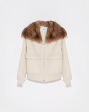 Blouson en lainage cachemire et col en zibeline