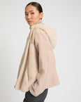Reversible Hooded Jacket in Mink and Technical Fabric