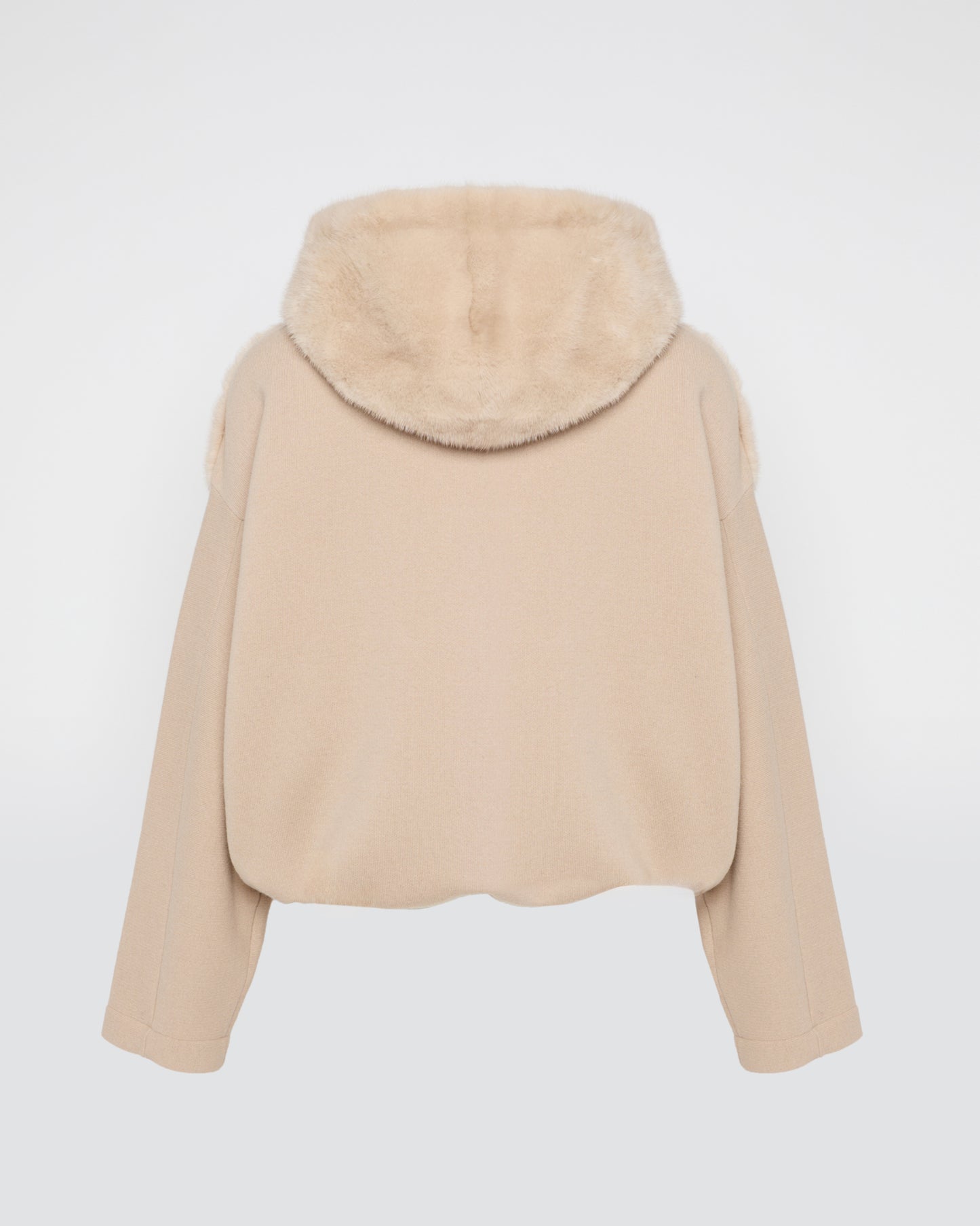 Reversible Hooded Jacket in Mink and Technical Fabric