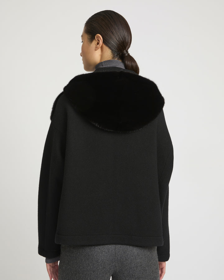 Veste à capuche réversible en vison et tissu technique -Yves Salomon