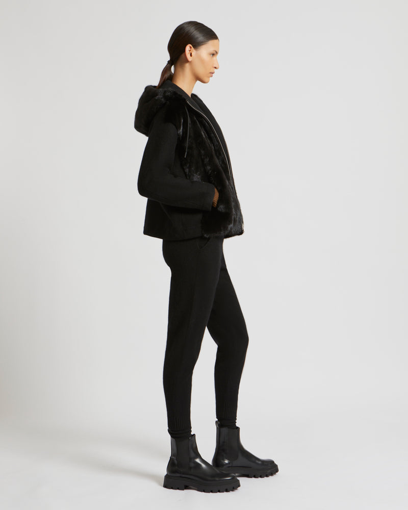 Veste à capuche en maille et vison