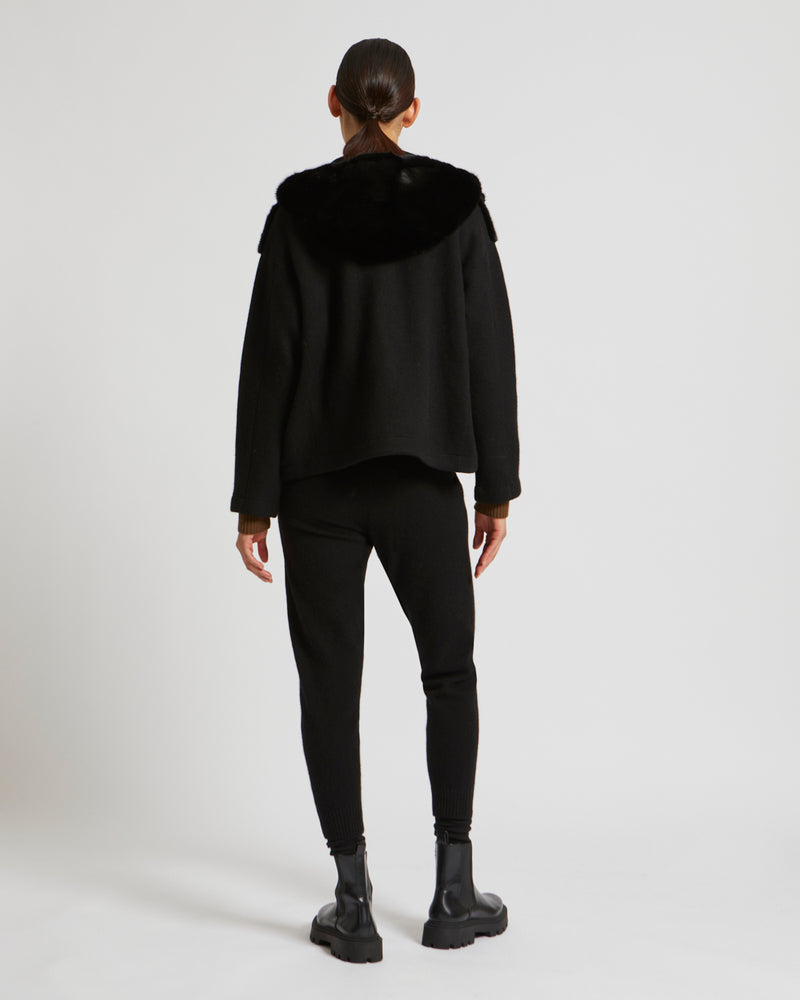 Veste à capuche en maille et vison