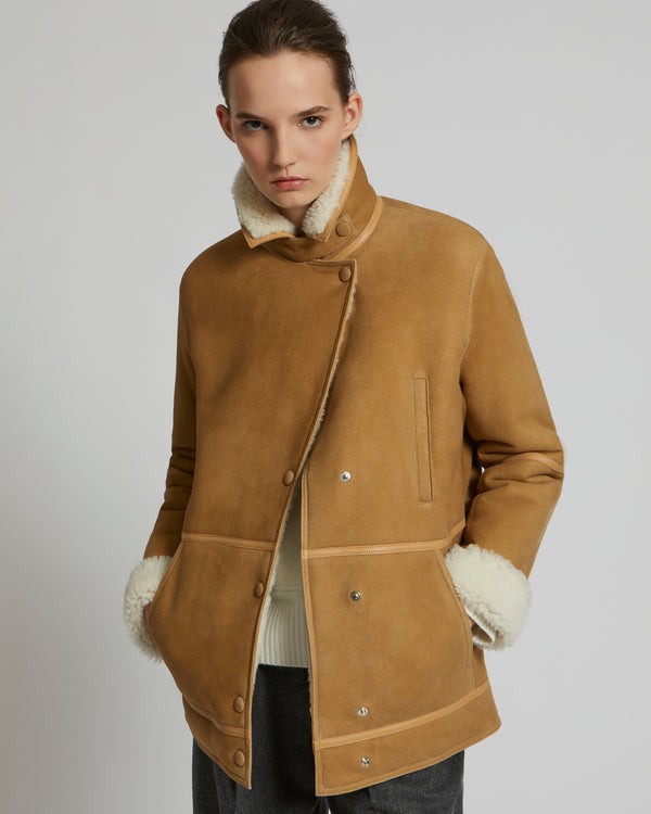 Veste longue en agneau mérinos