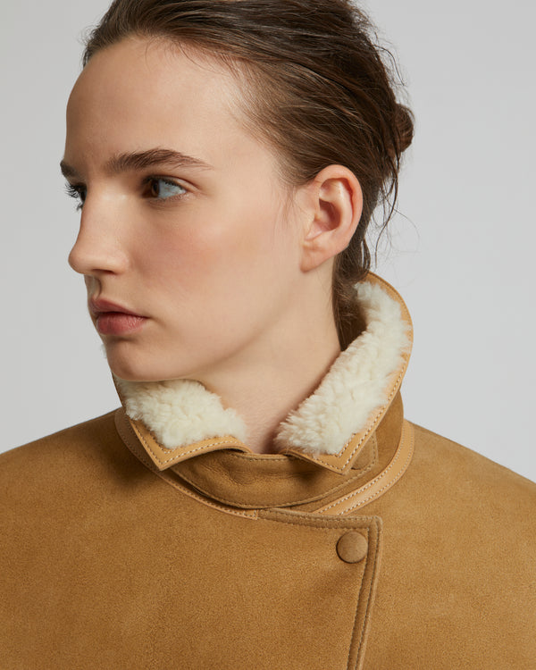 Veste longue en agneau mérinos