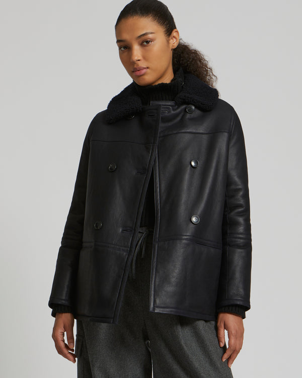 Veste style caban en agneau mérinillo