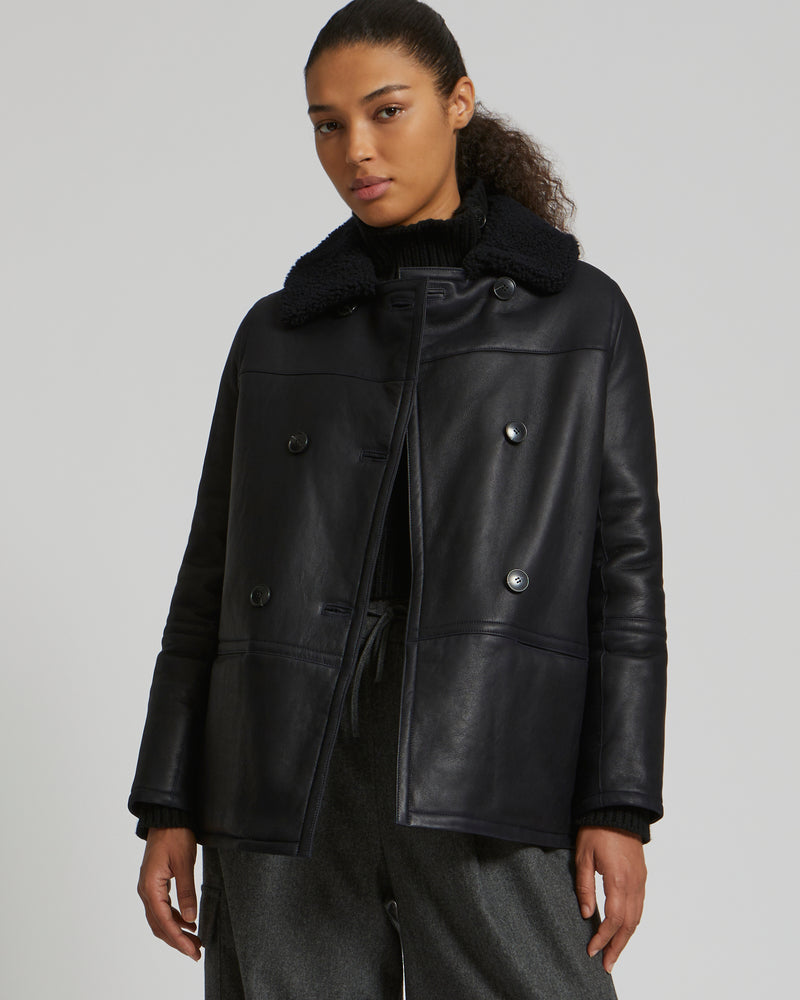 Veste style caban en agneau mérinillo