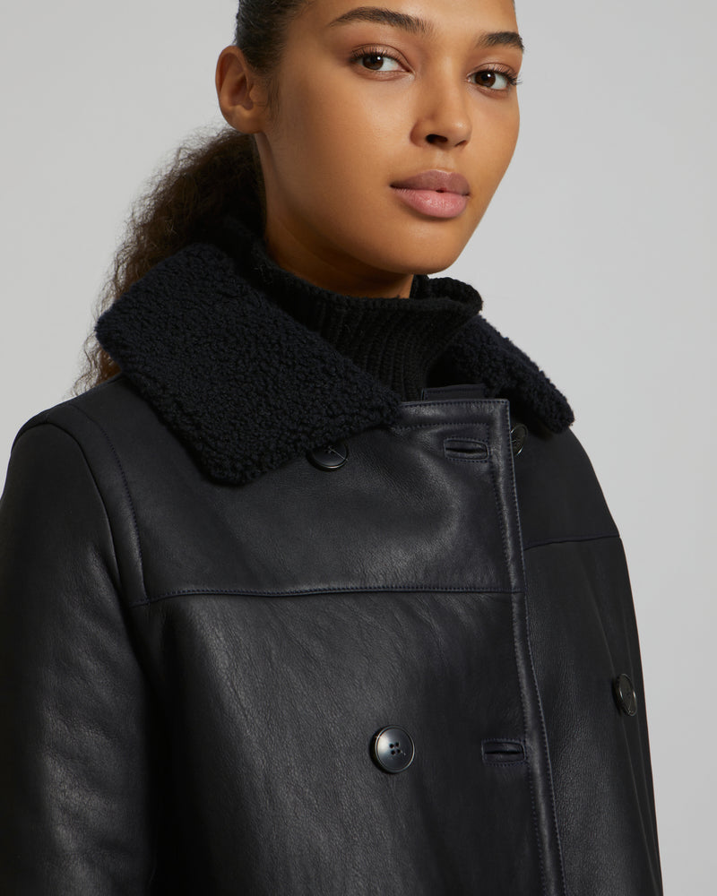 Veste style caban en agneau mérinillo