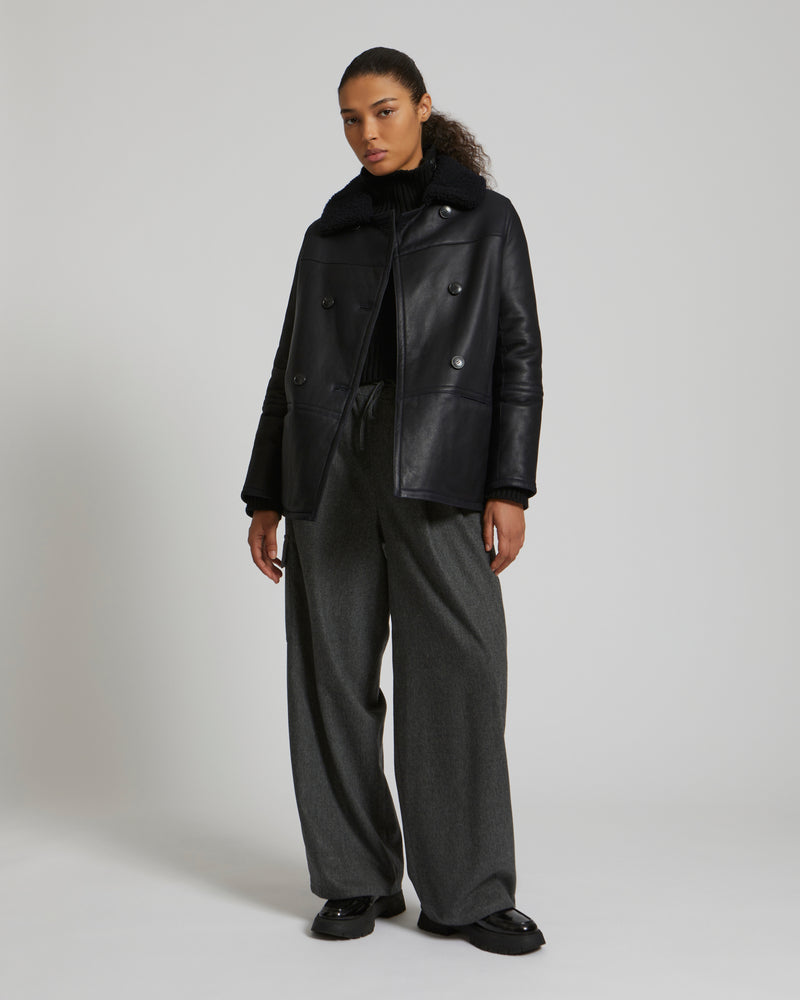 Veste style caban en agneau mérinillo