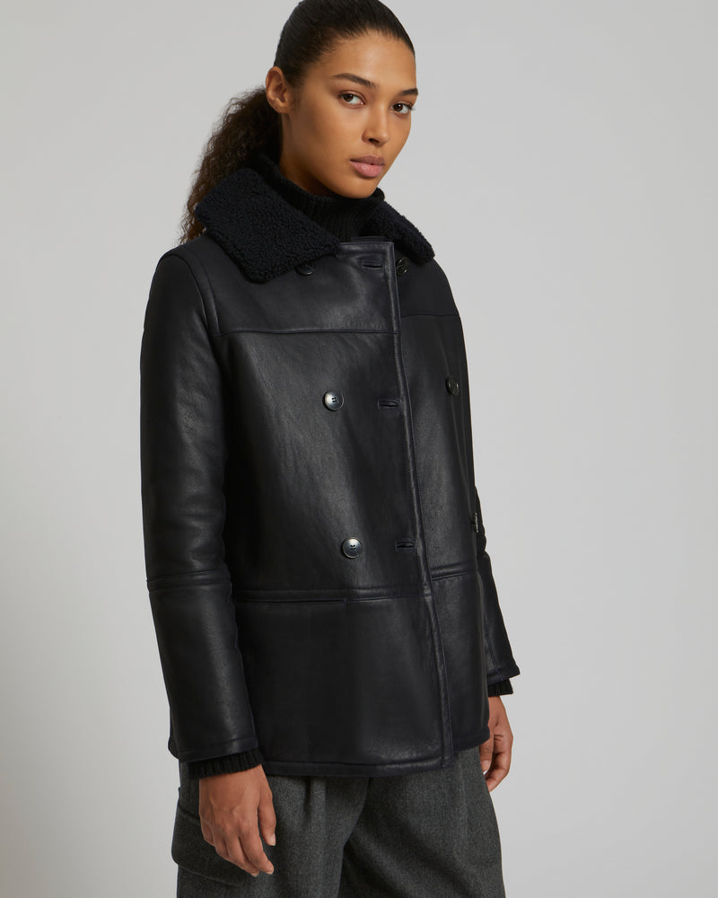 Veste style caban en agneau mérinillo