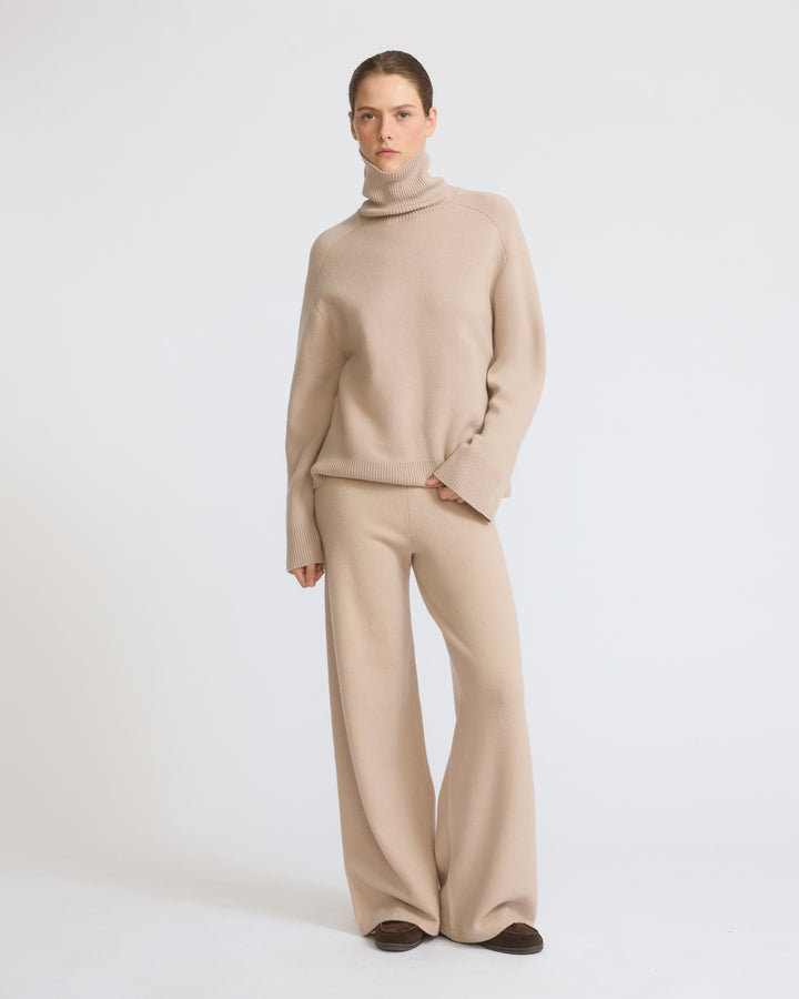 Pantalon large en maille mérinos