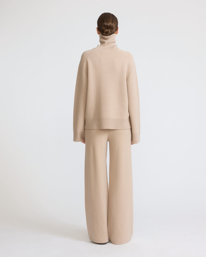 Pantalon large en maille mérinos