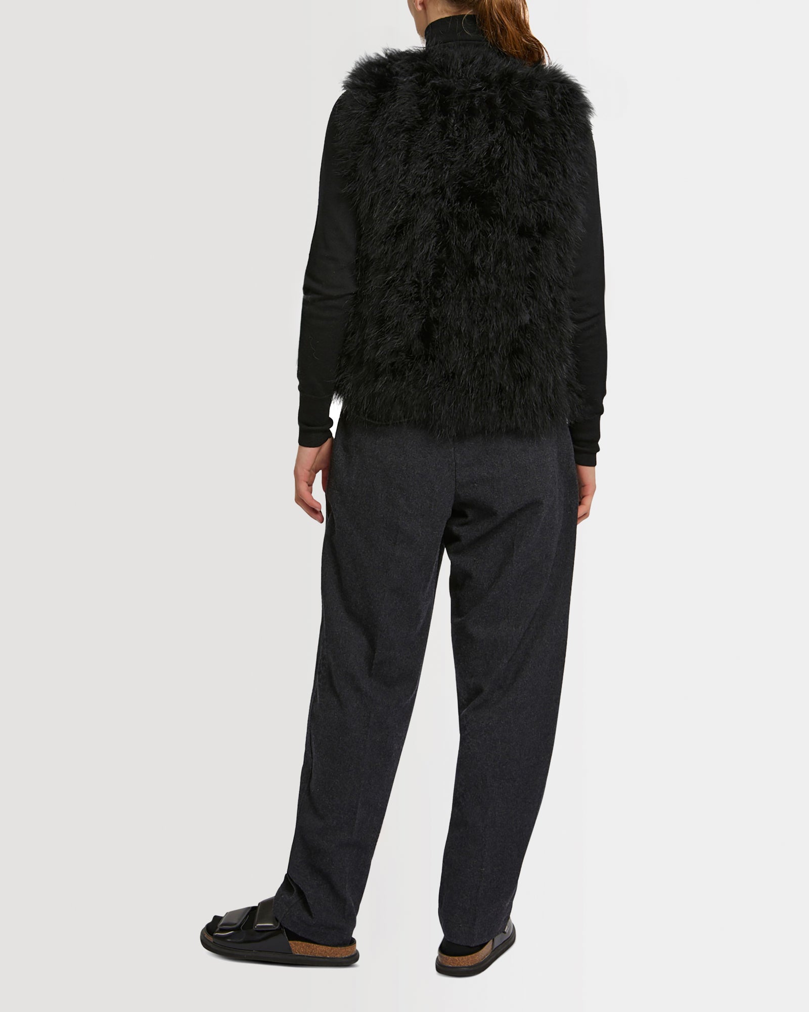 ロング フェザー ジレ - ブラック - Yves Salomon