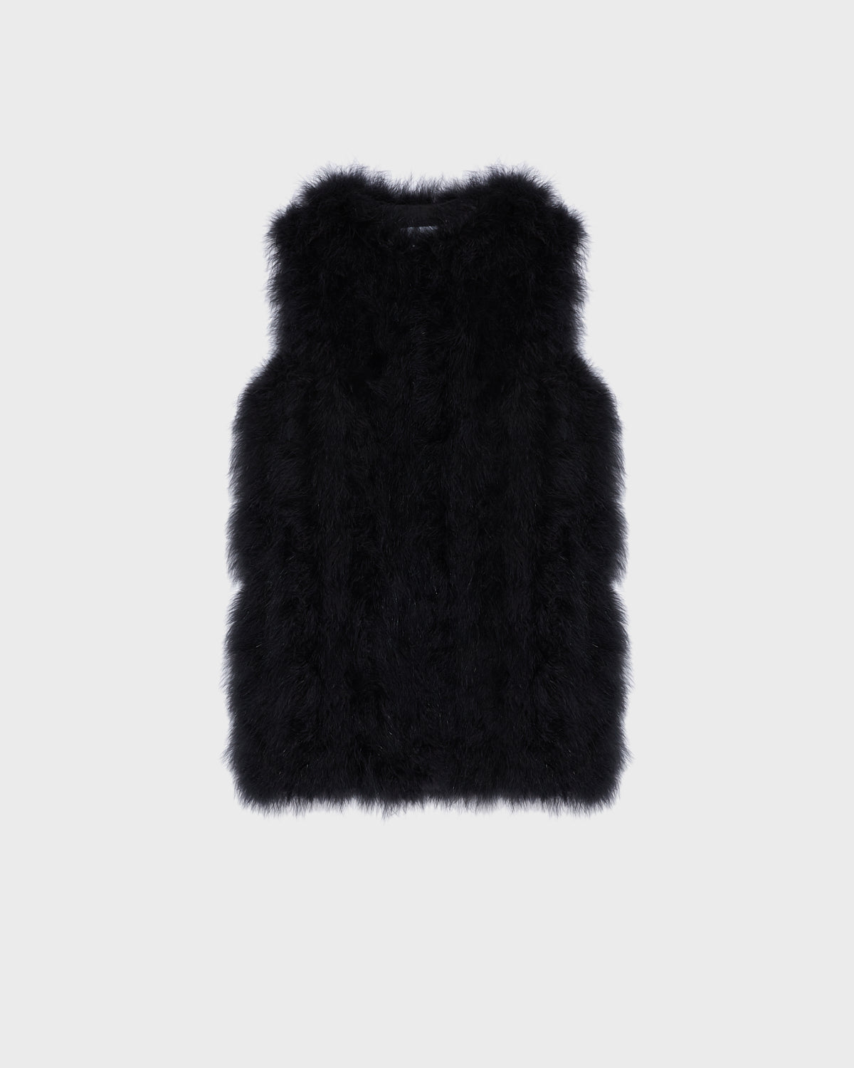 Long feather gilet Black Yves Salomon1