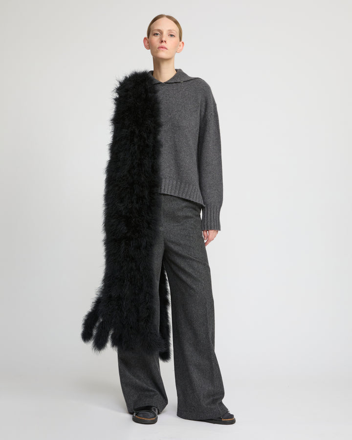 Maxi écharpe à franges en plumes