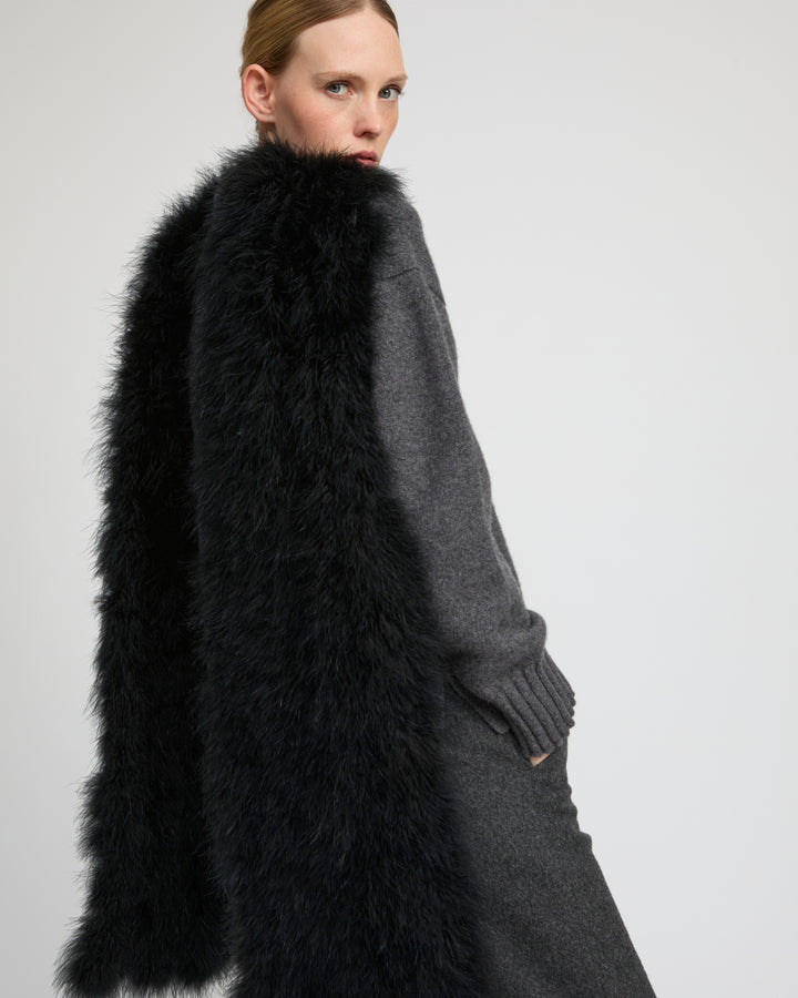 Maxi écharpe à franges en plumes