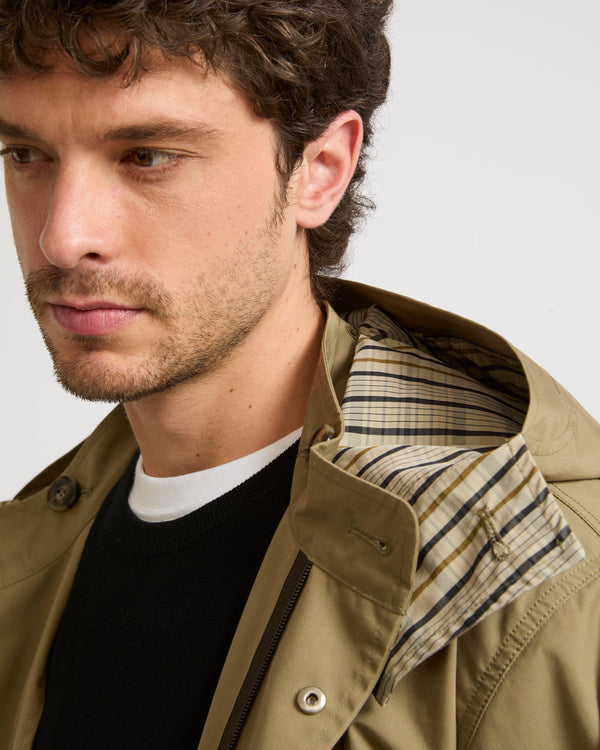 Parka fishtail en tissu jacquard
