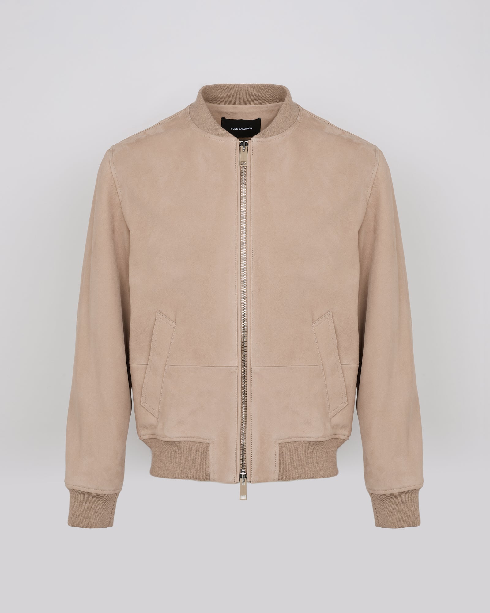 Suede leather varsity jacket -Beige - Yves Salomon Men