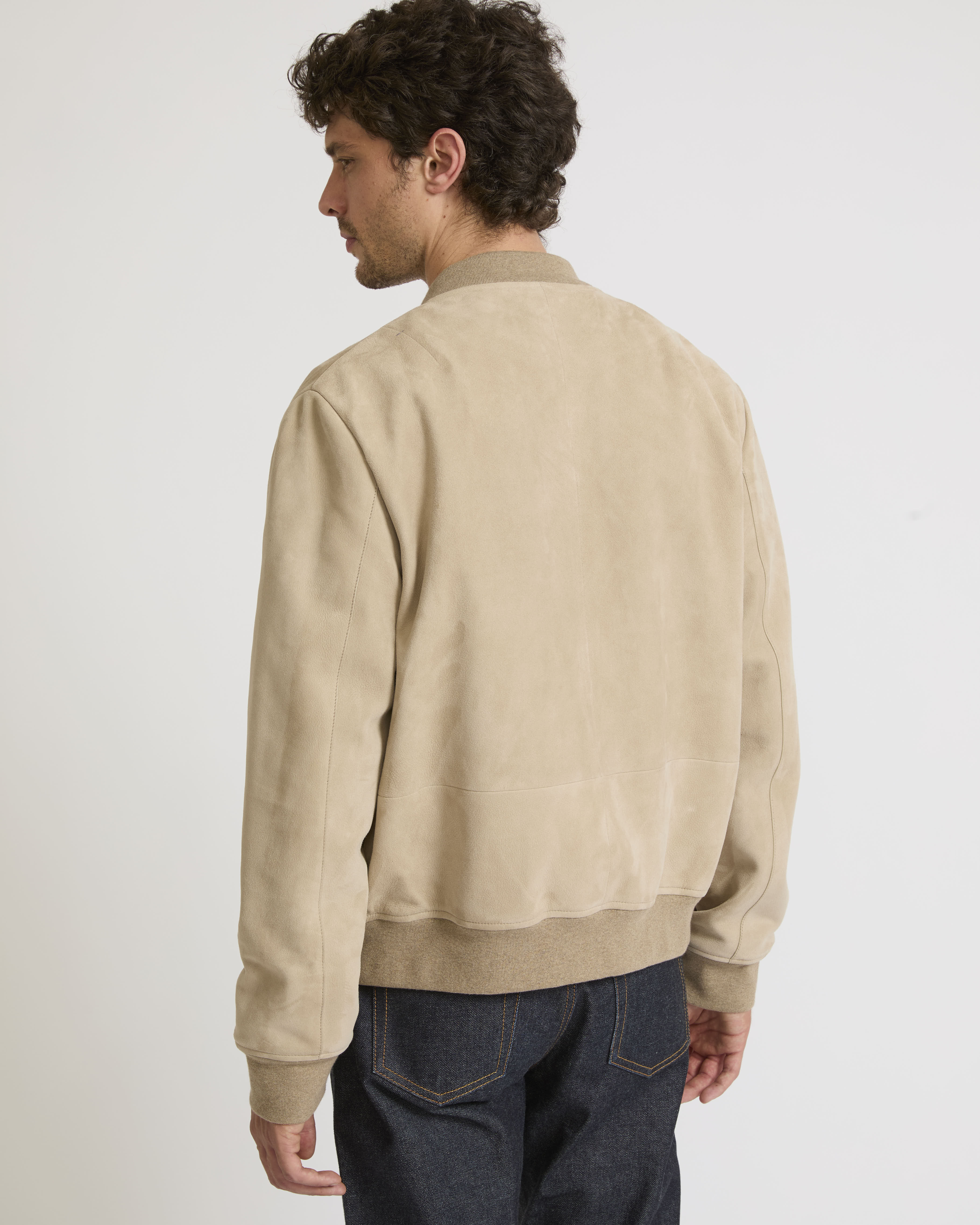 Suede leather varsity jacket -Beige - Yves Salomon Men