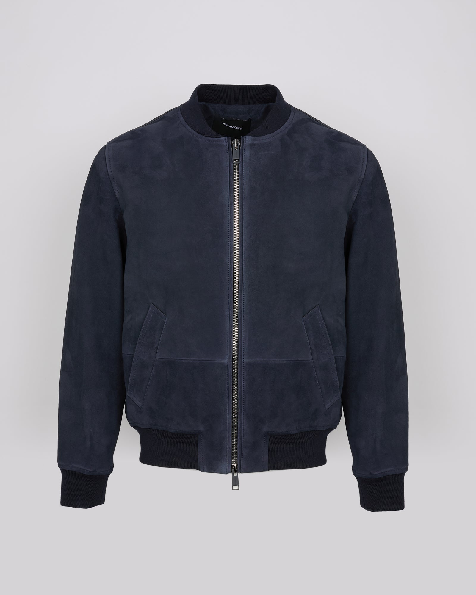Suede leather varsity jacket - Dark blue - Yves Salomon Men