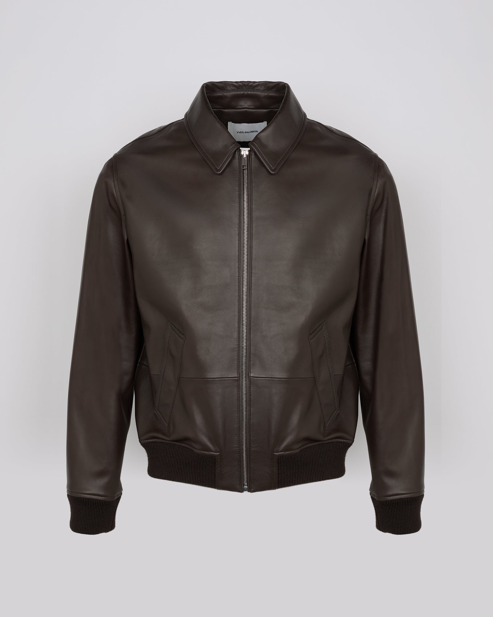 Lamb leather Jacket. Brown - Yves Salomon Men