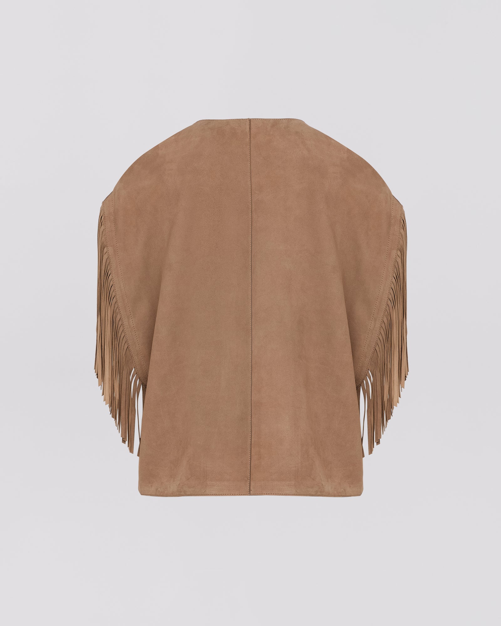 Cape in velour lamb leather - brown - Yves Salomon