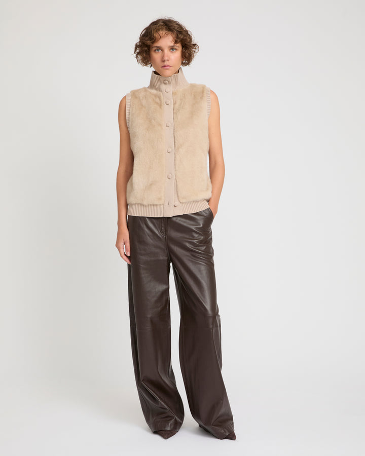 Merino knit and mink fur gilet