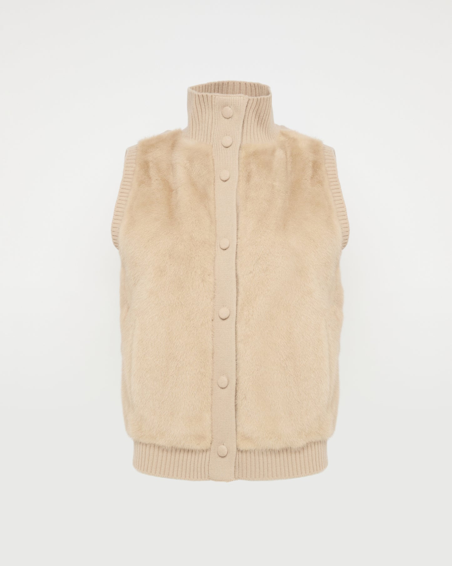 Merino knit and mink fur gilet
