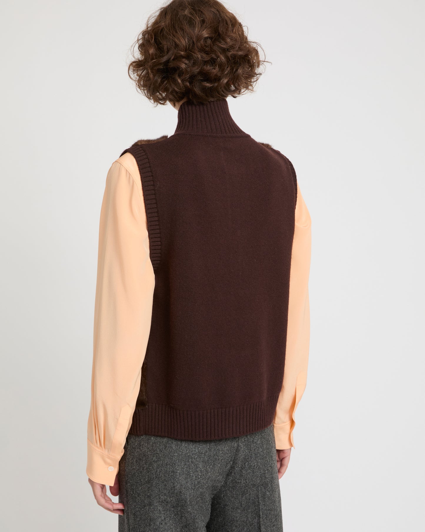 Merino knit and mink fur gilet