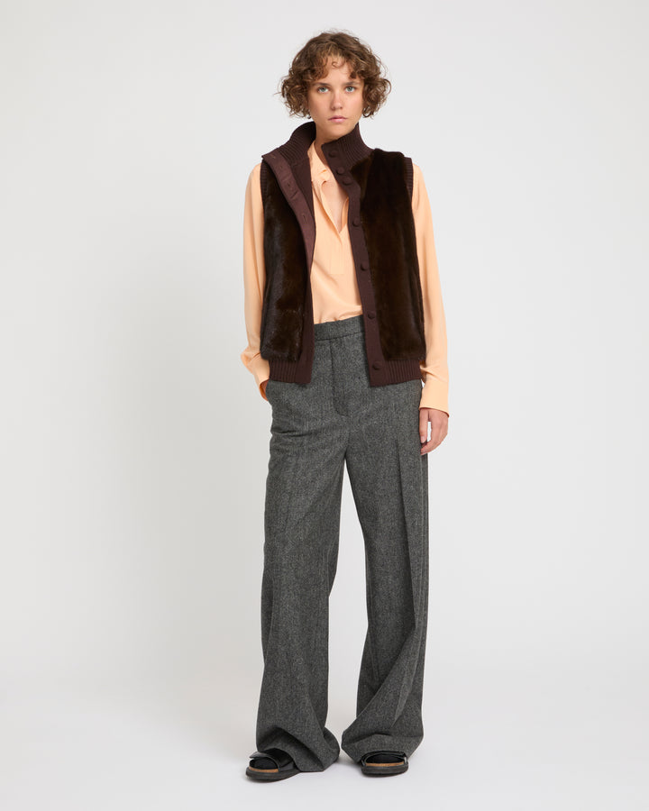 Merino knit and mink fur gilet