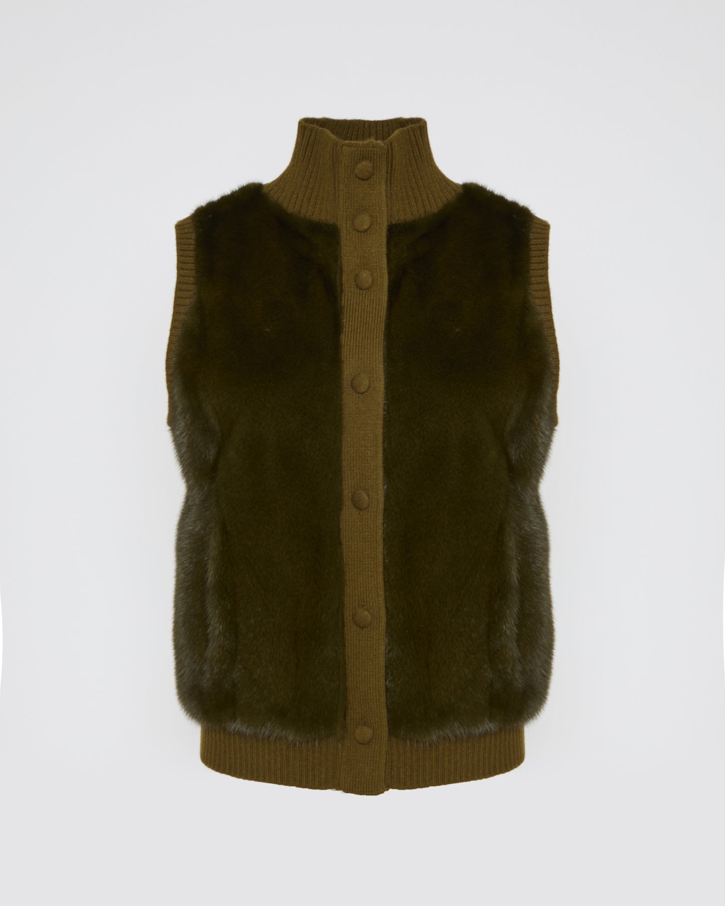 Gilet en fourrure de vison et maille Mérinos