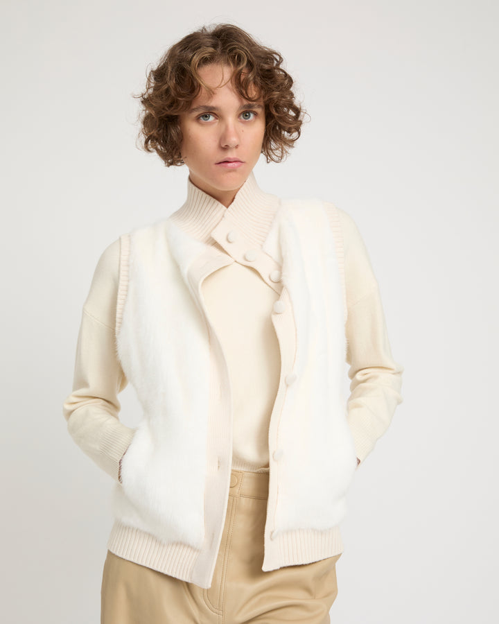Merino knit and mink fur gilet