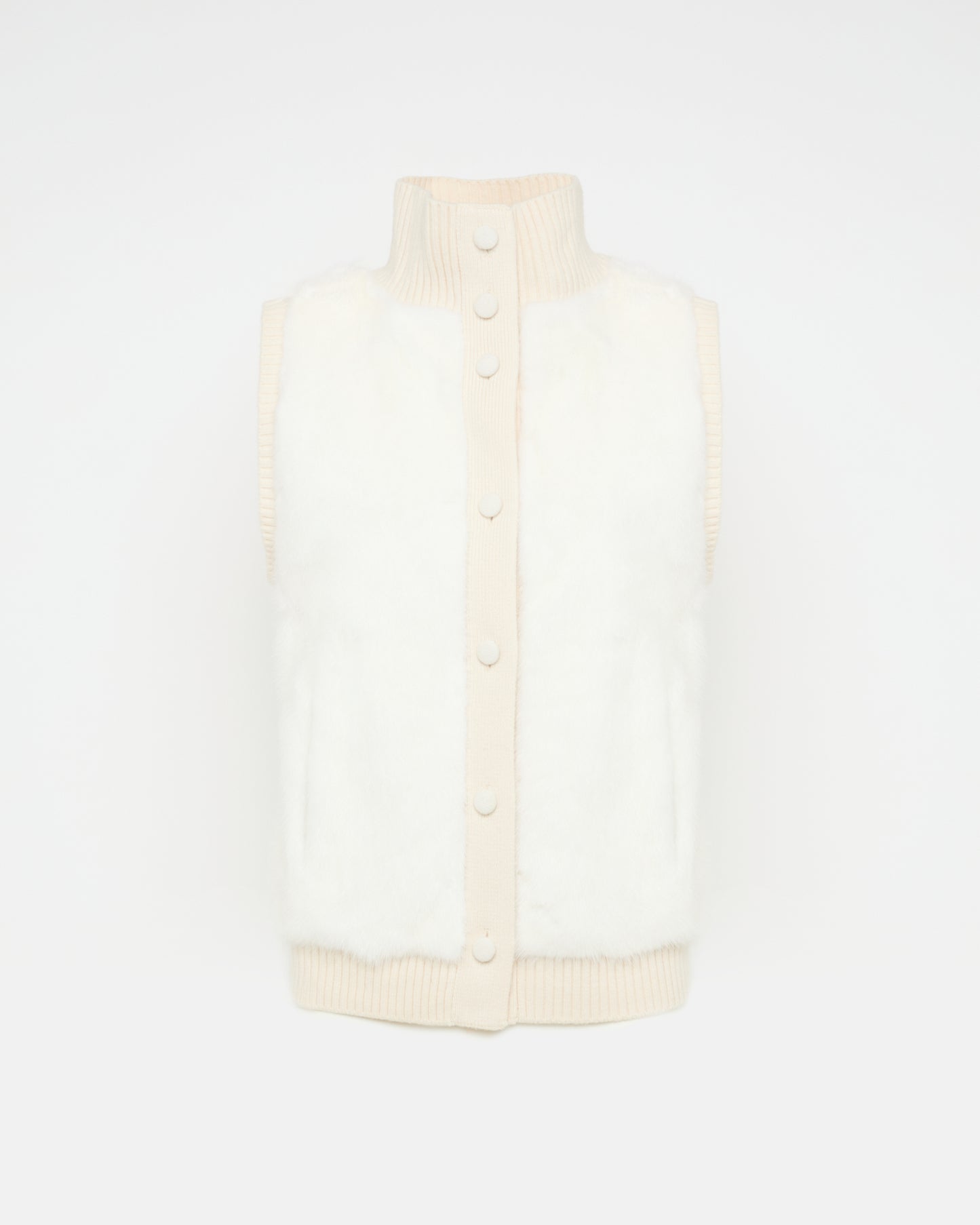 Merino knit and mink fur gilet