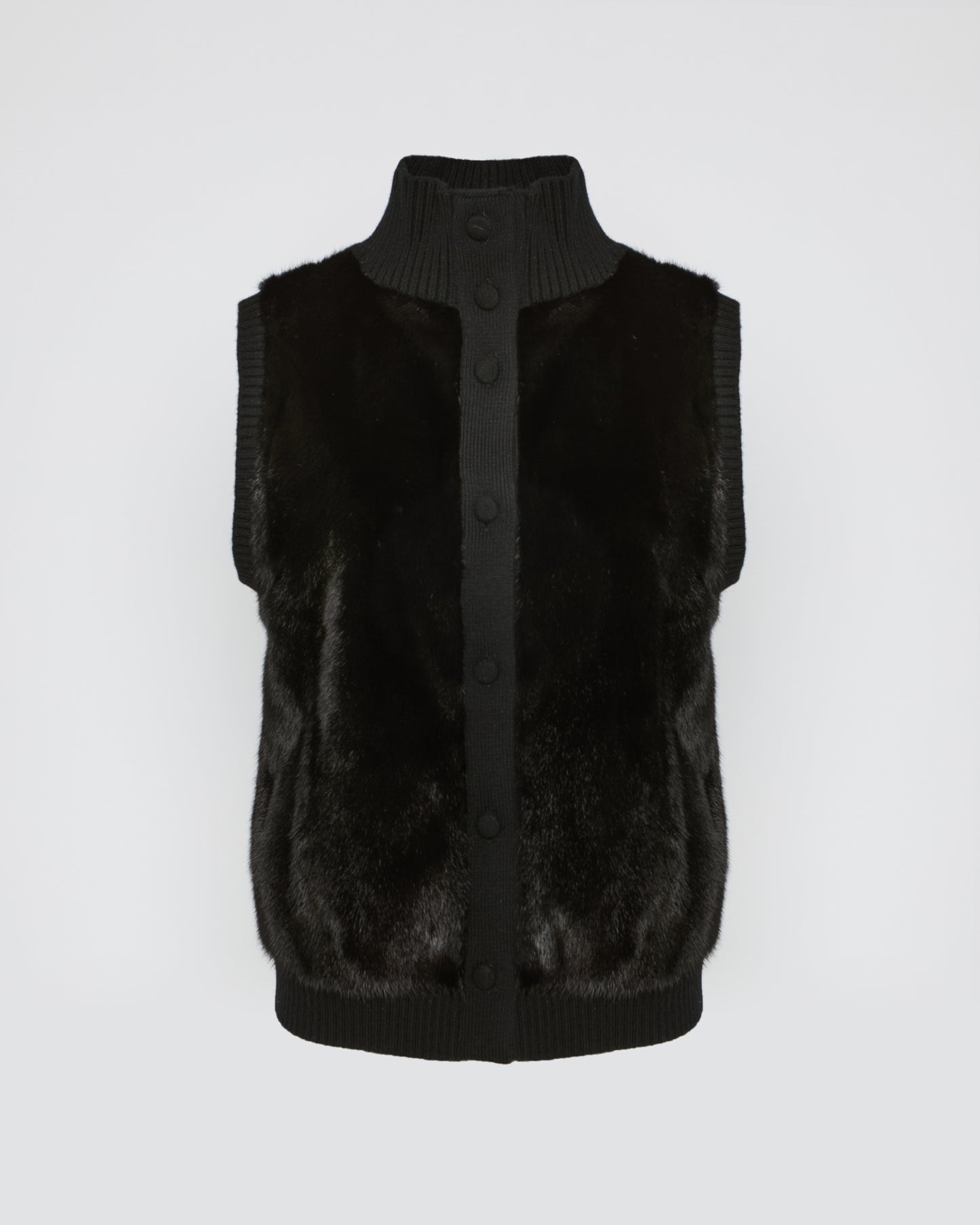 Gilet en fourrure de vison et maille Mérinos