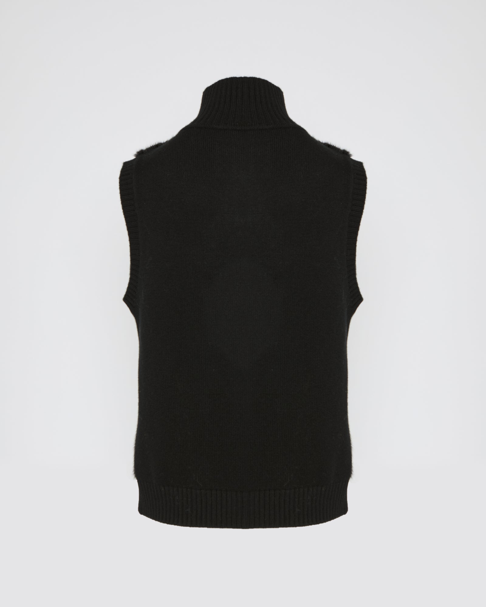 Merino knit and mink fur gilet - black - Yves Salomon