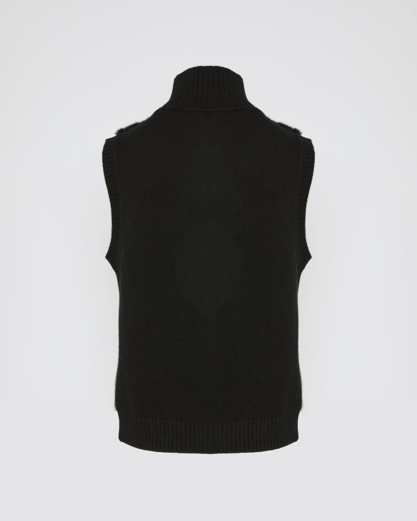 Gilet en fourrure de vison et maille Mérinos