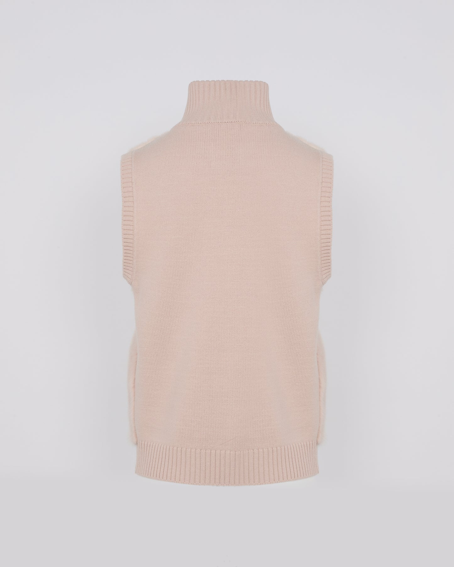 Gilet court en maille mérinos et vison