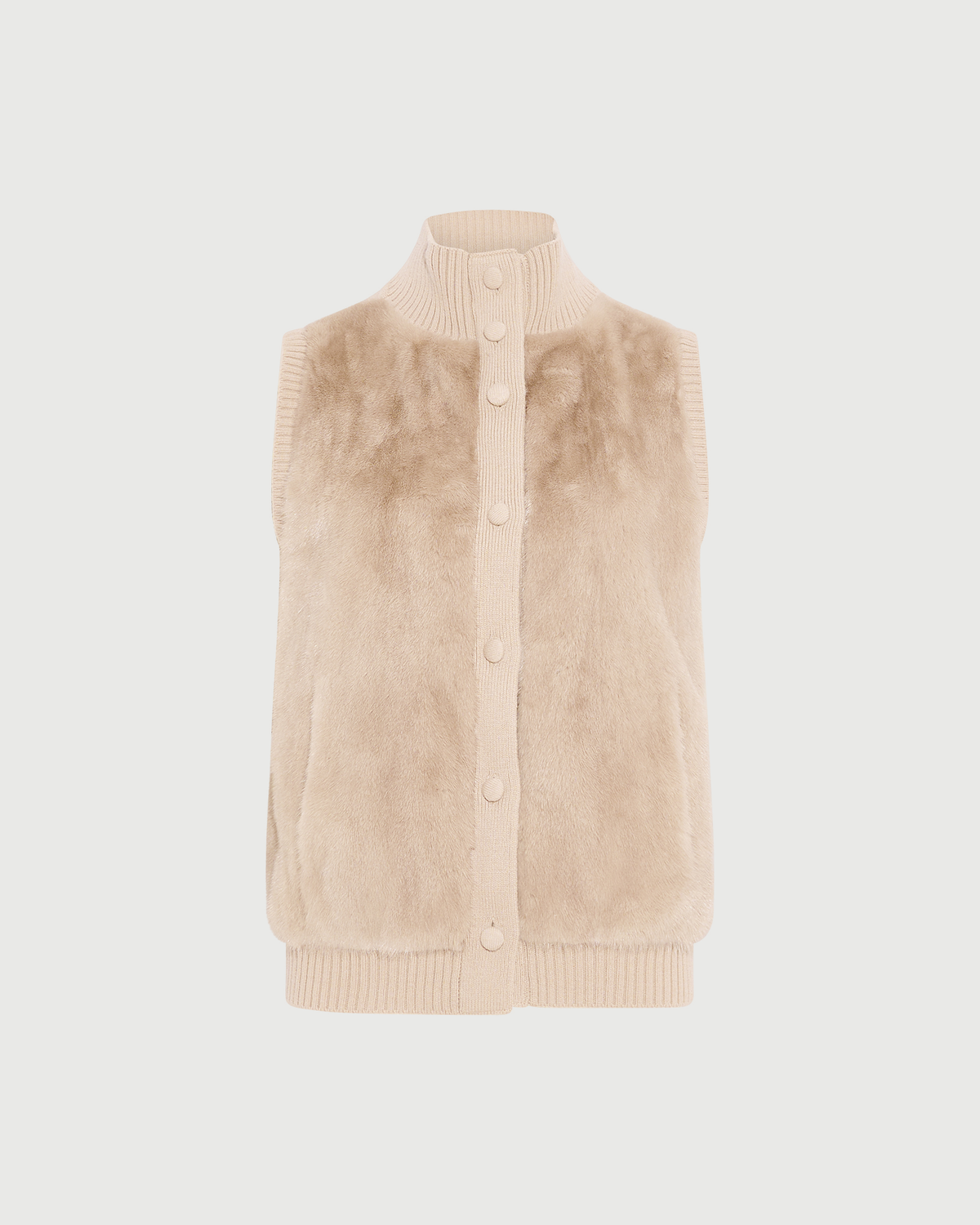 Gilet court en maille mérinos et fourrure de vison- Yves Salomon - Nouvelle collection Automne Hiver
