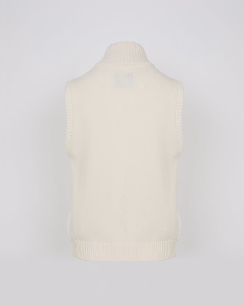 Gilet court en maille mérinos et vison