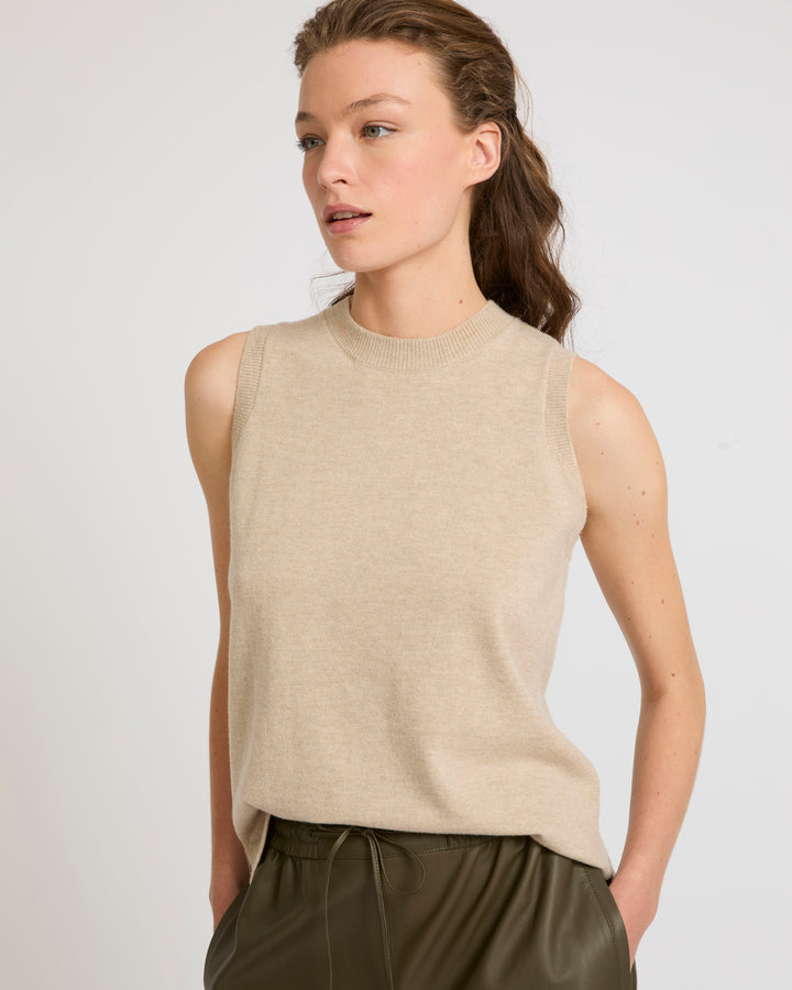 Wool-cashmere knit tank top