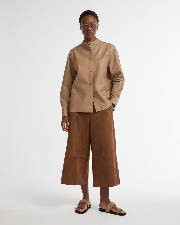 Chemise en cuir d'agneau fluide -Yves salomon - Nouvelle collection Printemps Été