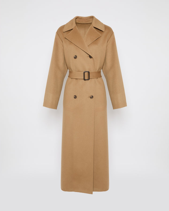 Trench coat en laine mélangée double face