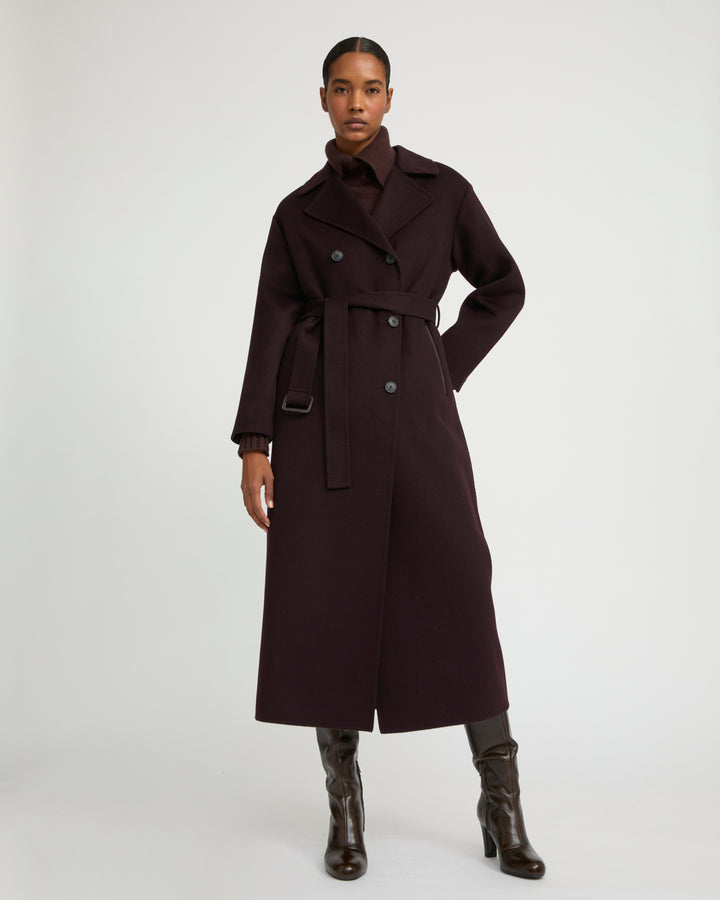 Double-sided wool-blend trench coat