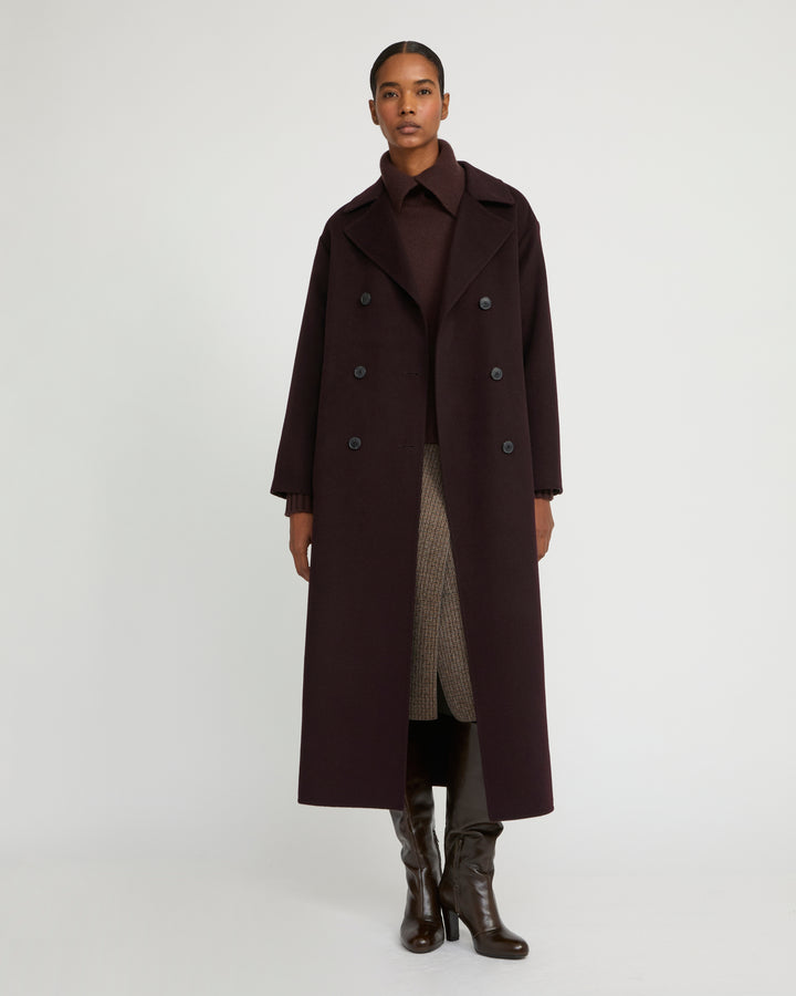Double-sided wool-blend trench coat