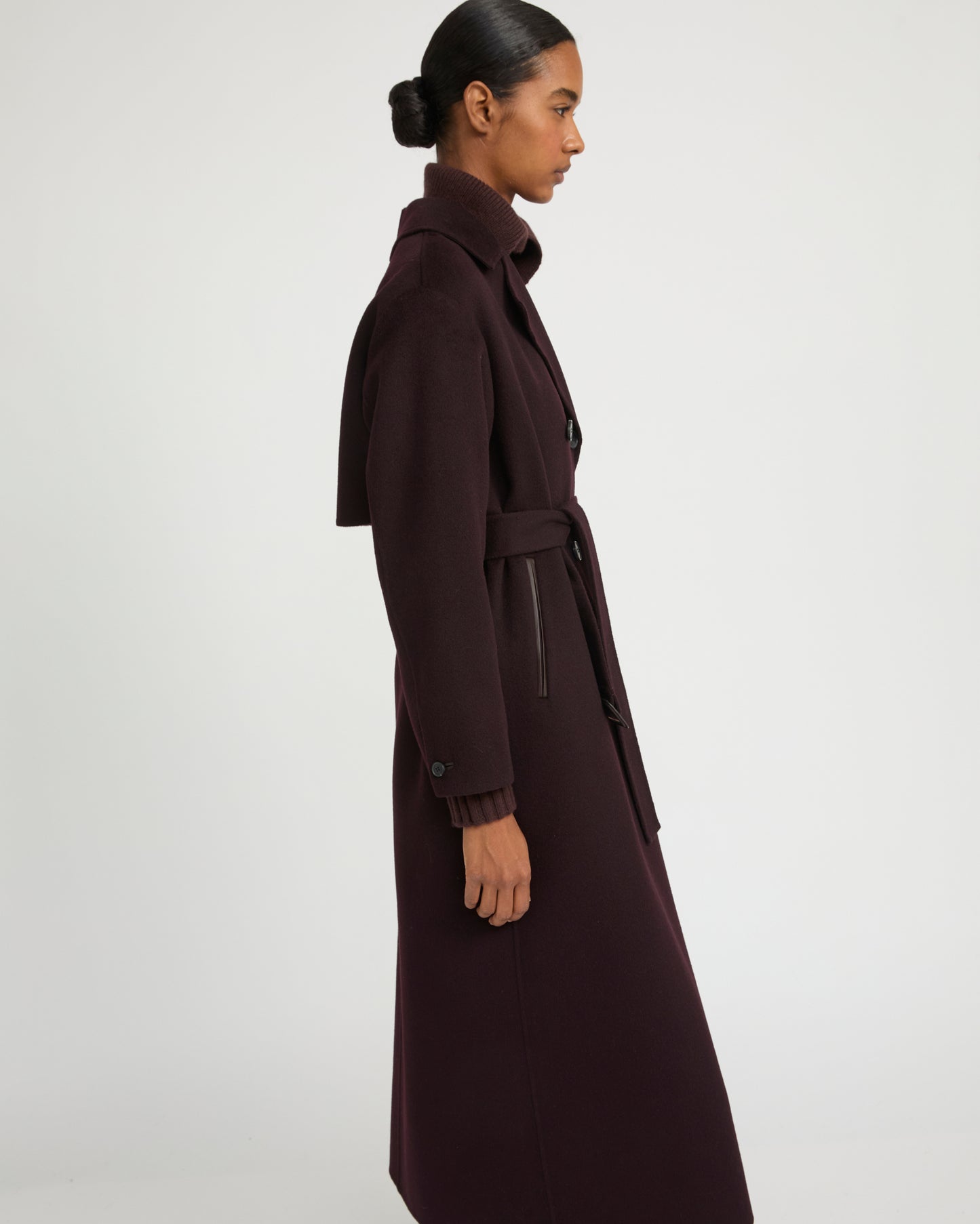Double-sided wool-blend trench coat
