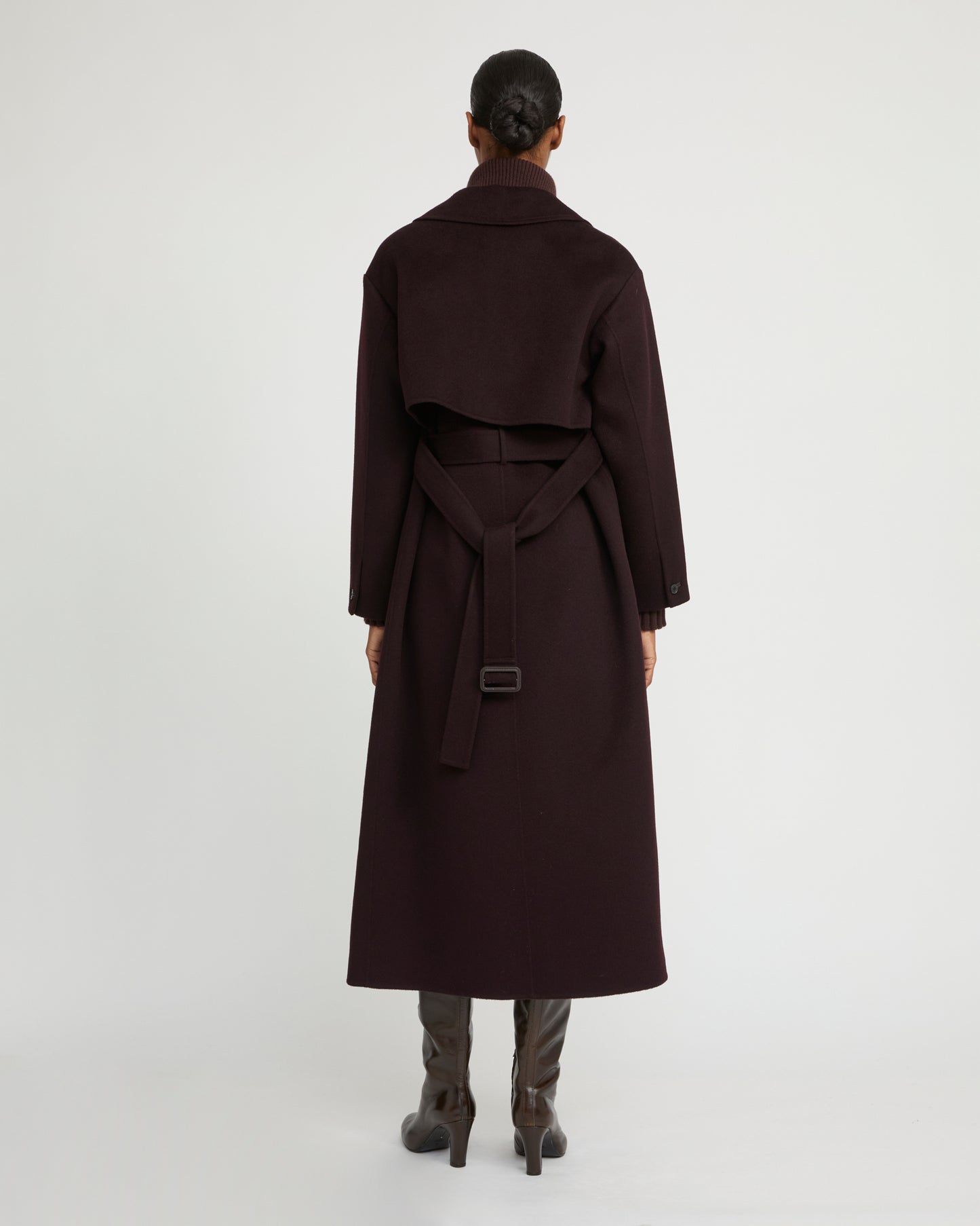 Double-sided wool-blend trench coat