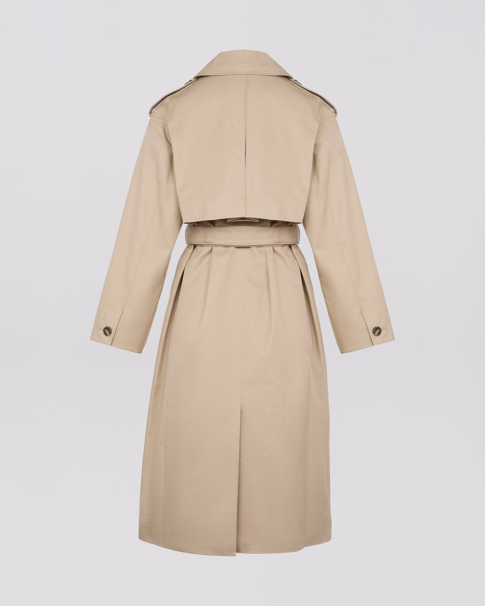 Trench coat en gabardine de coton - beige - Soldes – Yves Salomon